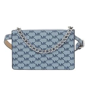 MICHAEL KORS Blue Silver Signature Belt Bag
